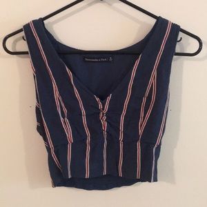 scrunched cropped tank top, striped